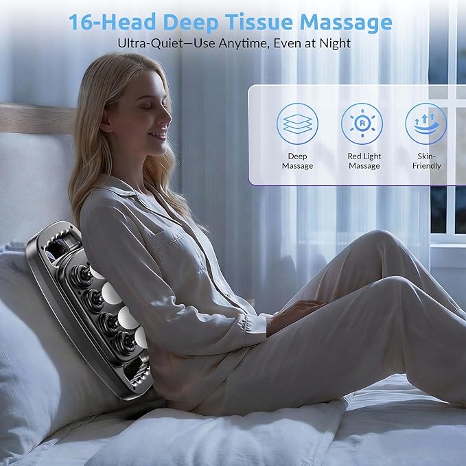 16-Head Professional Massage Gun, Deep Tissue Percussion Massager with 3 Modes & 30 Levels, Quiet Powerful Motor for Muscle Recovery, Pain Relief Device for Back, Neck, Shoulders