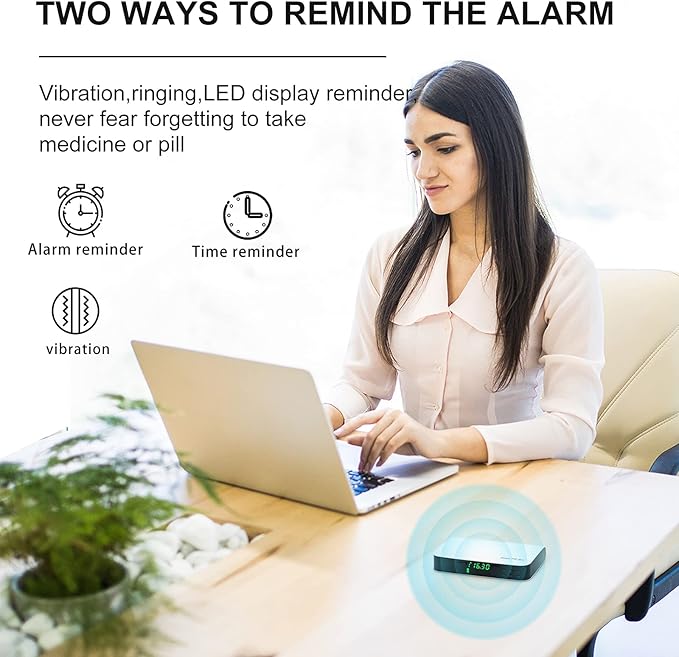 Pill Dispenser,Medicine Organizer,Weekly Pill Organizer with Smart Alarm,Remind to 7 Times a Day,Buzzer,Vibration,LED Light Display,Vitamins,Supplements,Home Pill Reminder