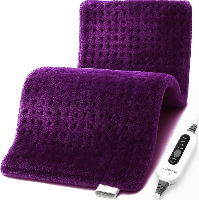 17''x33'' XXXL King Size Heating Pad with 4 Temperature Settings & 2 Auto-Off Countdown Timers, Pain Relief for Back/Neck/Shoulders/Abdomen/Legs, Christmas Gifts for mom dad (Purple)