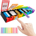 Push Button Weekly Pill Organizer, Medicine Pill Organizer with Label, Pill Box Case 7 Day, Pill Container for Vitamins, Fish Oil, Supplements Medication (Colorful)