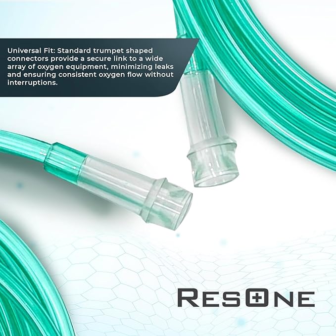 ResOne 5pk 50Ft Oxygen Supply Tubing, Crush Resistant, Standard Connectors for Nasal Cannulas, Cannula Nasal Tubing, Oxygen Concentrator - Green
