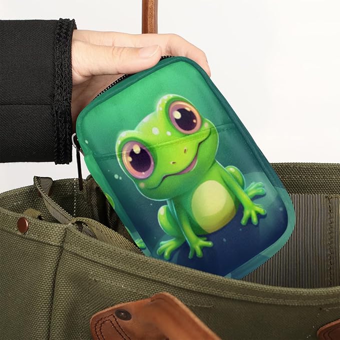 Cute Animal Frog Pill Box Small Pill Travel Organizer 7 Day Weekly Green Medicine Pill Case Cute Compact Size Vitamin Container Pill Bottle Portable Pill Holder Bag with Zipper
