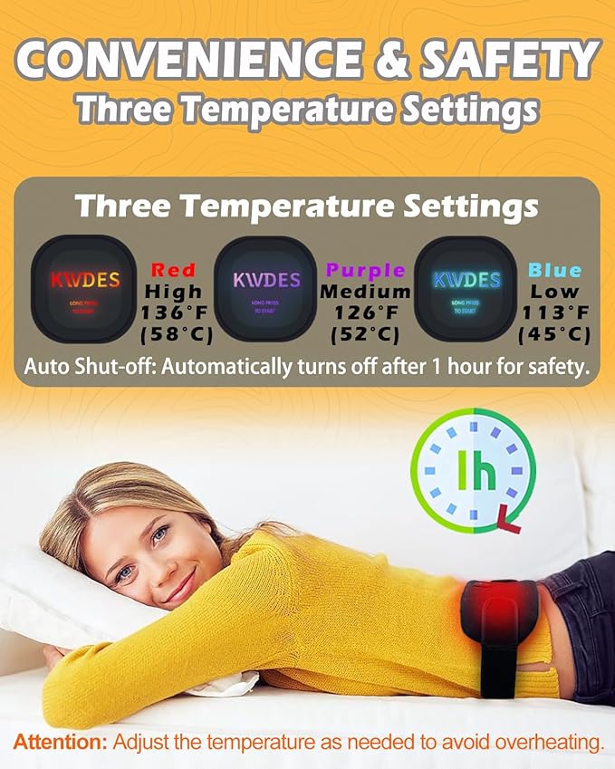 Portable Electric Heating Pad Cordless Period Heating Pad for Menstrual Cramps Pain Relief Back Cordless Period Small Rechargeable Wearable Battery Powered Lower Black Battery