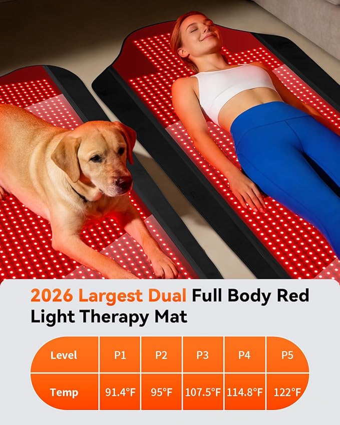Red Light Therapy Mat for Full Body, 75"*35" Red Light Therapy Blanket with 2704 LEDs and Controller, 660nm&850nm Near Infrared Light Therapy, 3in1 LEDs Light Blanket for Back Waist Belly Joint Muscle