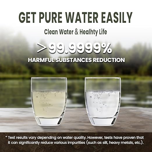 Portable 3-Stage Water Purifier Survival Pump with 0.01 Micron Ultrafiltration Membrane Water Purification System,Suitable for Hiking,Camping,Emergency Survival Water and Outdoor Activities