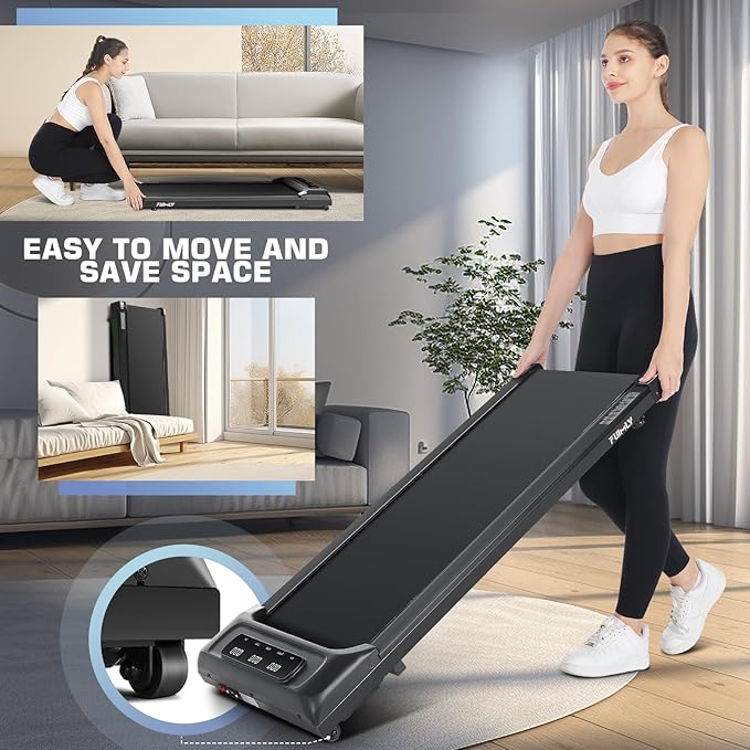 FUNMILY Walking Pad Treadmill Under Desk, 2.5HP Small Treadmill for Home/Office, 2026 Upgrade 3-in-1 Mini Treadmills with App, Remote Control, LED Display, 300 LBCapacity