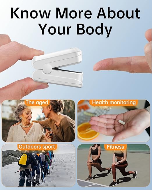 Bluetooth Pulse Oximeter Fingertip-HOLFENRY Oximeter Blood Oxygen Saturation Monitor spo2 Pulse Oximeter Finger, For Heart Rate Sat% Oxygen Saturation PI