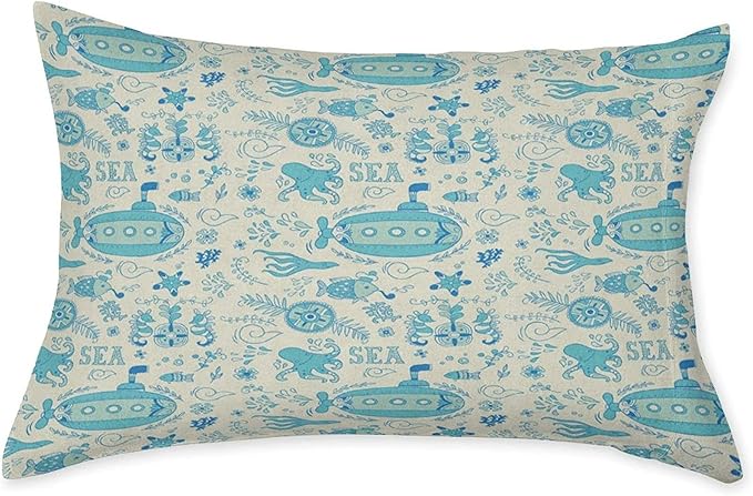 XISUNYA Decorative Bedding Sheet Set King Size, Aqua Deep Pockets Fitted Sheet & 2 Pillowcases Set(No Flat Sheet), Sea Adventure Underwater Fauna Submarine Coral Print Microfiber 3pc Bed Sheets Set