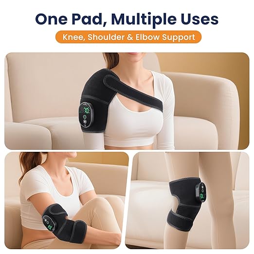 Cordless Heated Knee Brace, Knee Heating Pad for Pain Relief, Heating Pad for Knee Pain Relief, Knee Brace for Knee Pain, 3000mAh Battery Operated Knee Wrap, 6 Heat Levels, 4 Timers, Black