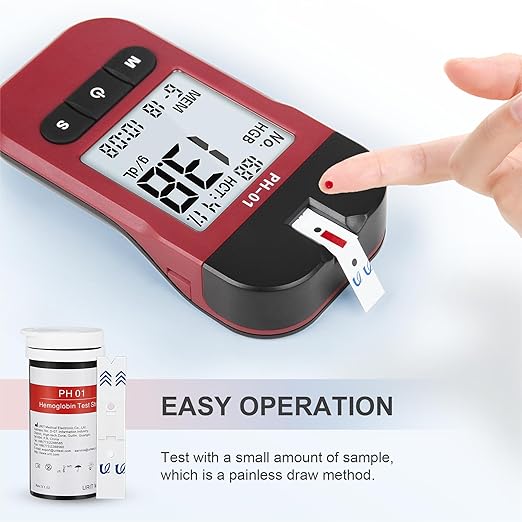 Hemoglobin Test Kits with 25 Hemoglobin Test Strips, Hemoglobin Test Meter Kit for Home Use, Home Hemoglobin Tester, Easy to Use and Read.