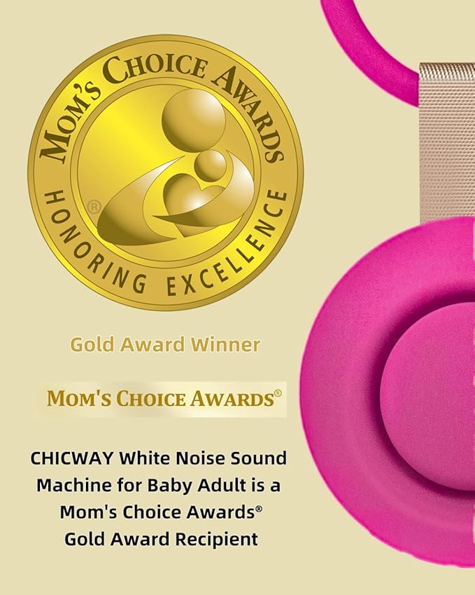 2026 Mom's Choice Awards, Portable Sound Machine for Baby Adult, AI Cry Detection, 18 Soothing Sound, Bluetooth Rechargeable White Noise Machine for Home Travel, Nursery Light, Barbie Pink