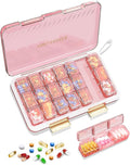 Pill Organizer 3X a Day, Large 7 Day Pill Box 3 Times a Day Portable for Family/Travel Medicine Case for Vitamins, Fish Oil and Supplements（Pink）