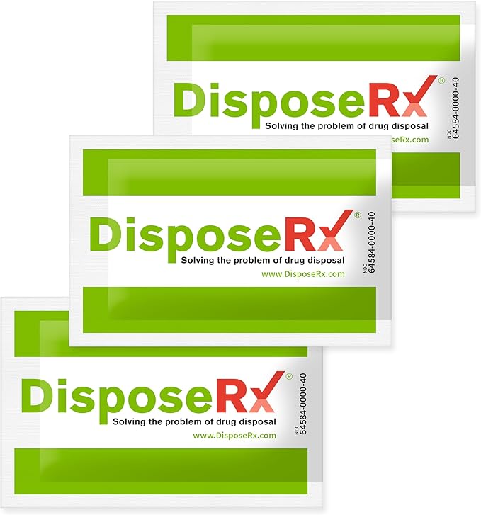 Medication Disposal Packets – 3 Pack – Affordable in-Home Drug Disposal – Renders Pills, Capsules, Liquids Unusable – Simple, Safe, Effective –Trusted by Pharmacies