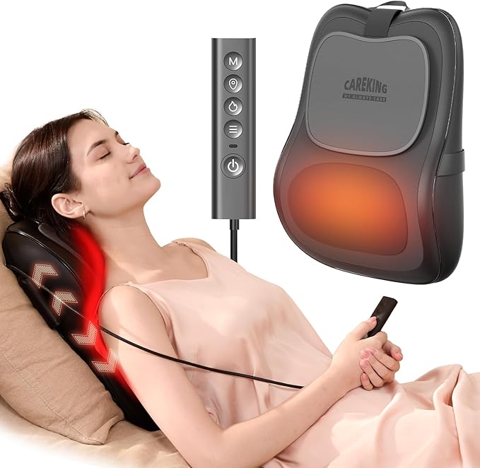 Up & Down Shiatsu Back Massage with Heat –External Adjustable Cushion Pad, 3D Kneading Massage Pillow for Lower Back, Neck, Shoulder, Leg Pain Relief Deep Tissue for Office, Chair & Home (Black)