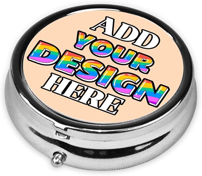 Custom Travel Medicine Organizer, Medicine Pill Box Case Container Travel Pill Holder Vitamin for Purse Med Wallet Portable Mini Pastillero Round, Peach Puff, Personalized Gifts with Photo