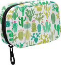 Fustylead Simple Cute Green Cactus Botanical Plant Travel Pill Organizer Bag with Zipper Small Pill Box 7 Day Pill Case for Purse Storage Weekly Vitamin Medicine Supplement