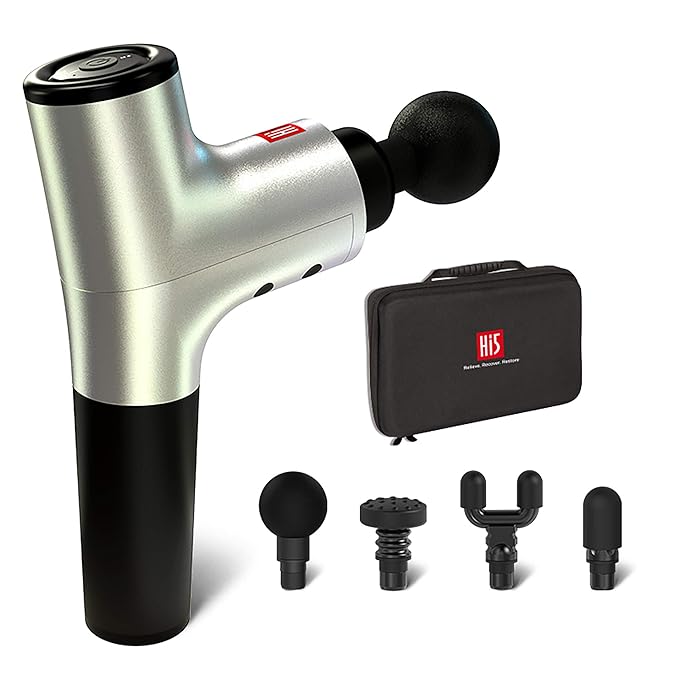 Master Massage Nova Vibration Massage Gun 7 Head Attachment Nylon Carrying Case with Silver Device
