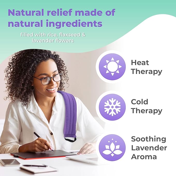 Microwavable Heating Pad for Lower Back, Neck, and Shoulder Pain Relief - Moist Microwave Heating Pad for Muscles and Joints - Microwave Hot Pack Heat Pad for Cramps -1 Heat Pack Purple-Lavender Scent