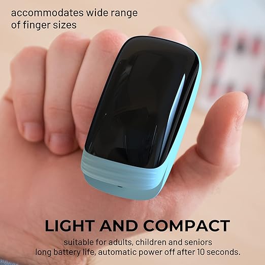 Finger Pulse Oximeter, Fingertip Blood Oxygen Saturation with Pulse Monitor Rechargeable, Accurate Spo2 Reading for Home, Outdoor Sports，Blue