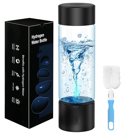 Hydrogen Water Bottle Generator, Portable SPE PEM Hydrogen Water Ionizer Machine, Rechargeable Hydrogen Water Maker for Home Office Travel Fitness Travel Home Office