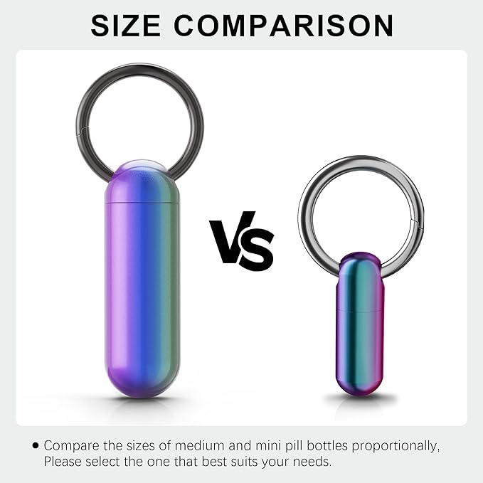 Small Pill Case Keychain Portable Pill Container Waterproof Titanium Pocket Pill Organizer, Tiny Pill Holder Bottle for Travel