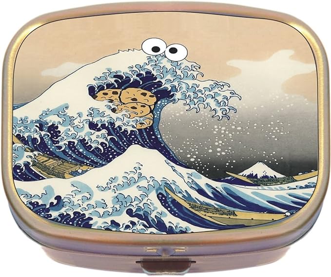 The Great Wave Cookie Monster Brass Rectangle Pill Box