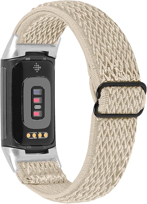 Lijinlan Nylon Band Compatible with Fitbit Charge 5 Advanced Fitness & Health Tracker, Elastic Woven Strap Stretchable Wristband Watch Bands Replacement for Charge 5 for Women Men