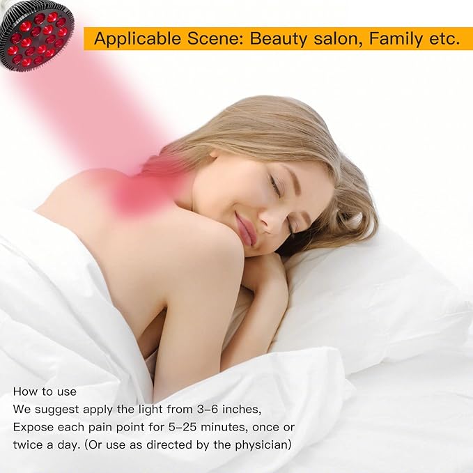 Red Light Therapy Lamp, 18 LED, 54W, Infrared & Red Light Combo Device for Face & Skin Health, Pain Relief