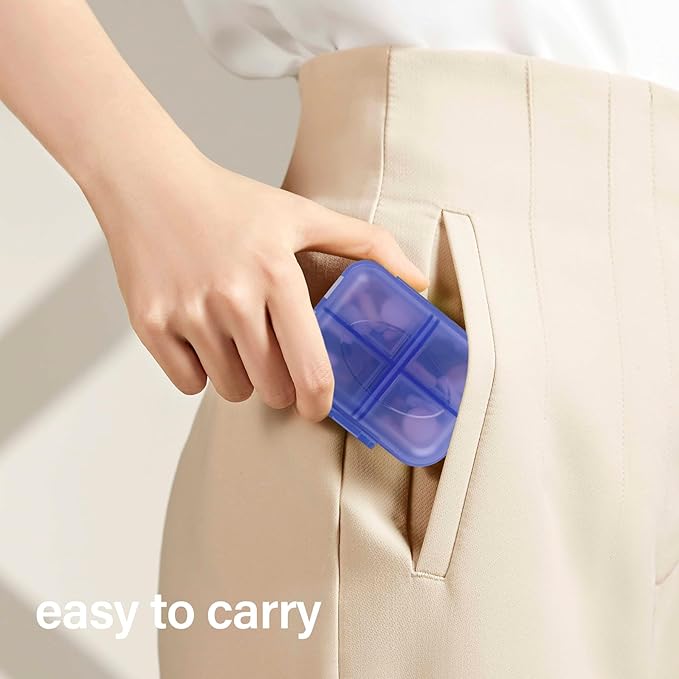 Travel Pill Organizer Small 8 Grid Compartments Pill Holder Box - Portable Medicine Container Case - Daily Weekly Medication Organizer