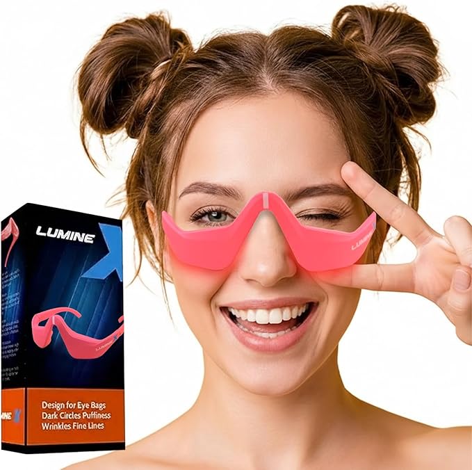 Under-Eye Red Light Therapy Device, & Microcurrent Eye Massager, Puffiness, Eye Bags - Red Light Therapy Glasses for Reducing Wrinkles and Fine Lines(Pink)