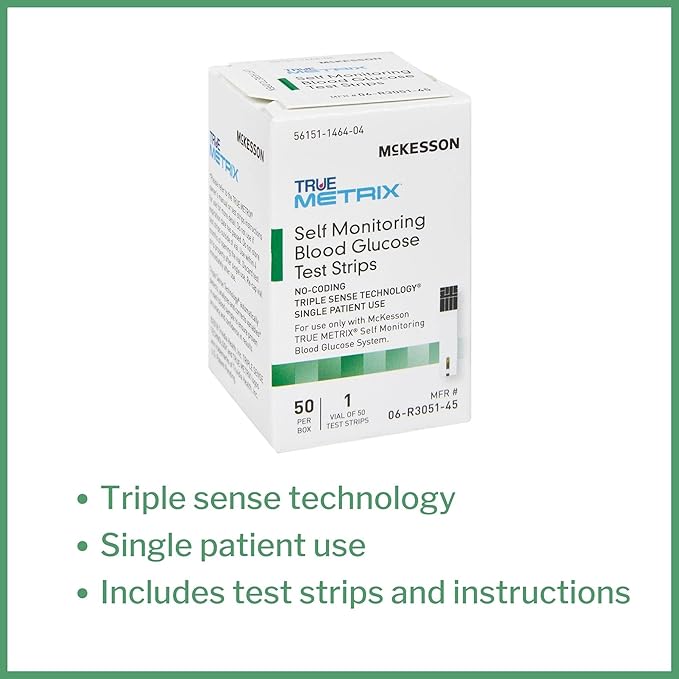 McKesson True METRIX Blood Glucose Test Strips for Diabetes [150 Strips] Self-Monitoring System