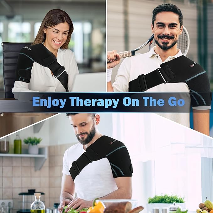 Comfytemp Shoulder Ice Pack Wrap Shoulder Brace, Gel Cold Compression Sleeve for Injuries Reusable Arm Rotator Cuff Pain Relief, Recovery Items for Women Men, 1 Gel Ice Pack