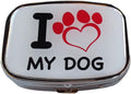 I Love My Dog Pill Box Case – Silver Rectangular 2-Section Pocket & Travel Pill Organizer for Daily Medications, Vitamins & Supplements – Compact Gift for Dog Lovers (2.2 x 1.8 x 0.6 Inches)