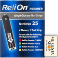 ReliOn Premier Blood Glucose Test Strips, 25 Count Pack of 01 25 Total + me Gusta Sticker