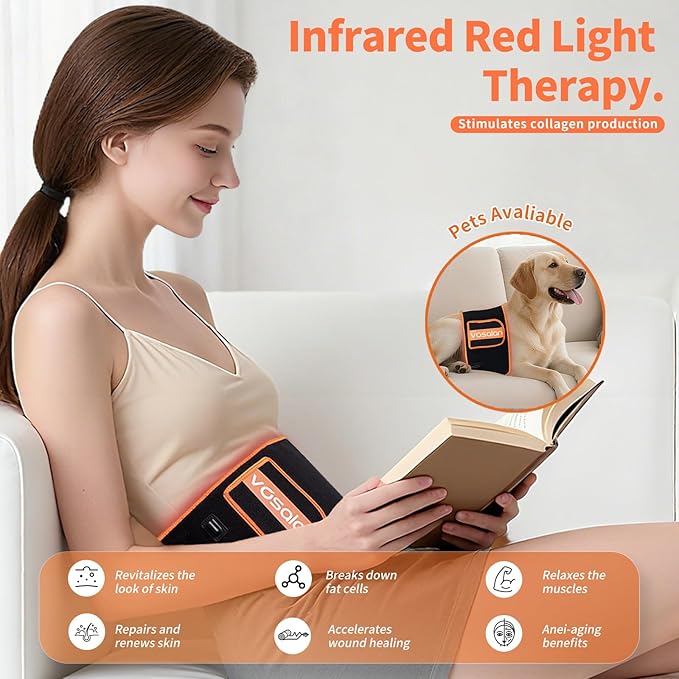 Upgraded Red Light Therapy for Body - 660nm & 850nm LED with Timer, Red Light Belt for Muscle Pain Relief on Back, Shoulder, Waist - Wearable Infrared Wrap to Decrease Inflammation and Speed Healing