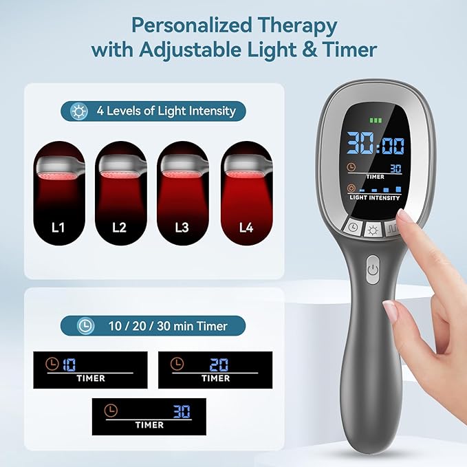Red & Near Infrared Light Therapy Wand with Stand – Handheld Dual-Wavelength 4×808nm & 34×650nm, Rechargeable Cold Red Light Therapy Device for Home Wellness and Pet Use