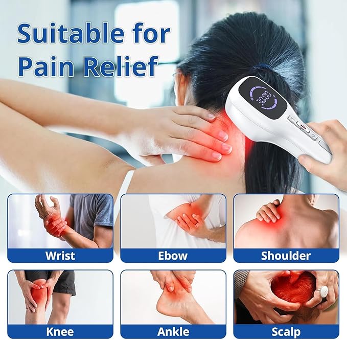 Red Light Therapy Device for Humans & Dogs, Infra Red Light Therapy for Body Pain Relief, Handheld Cold Laser Therapy Device for Joints and Muscle Pain (4x808nm + 14x650nm）