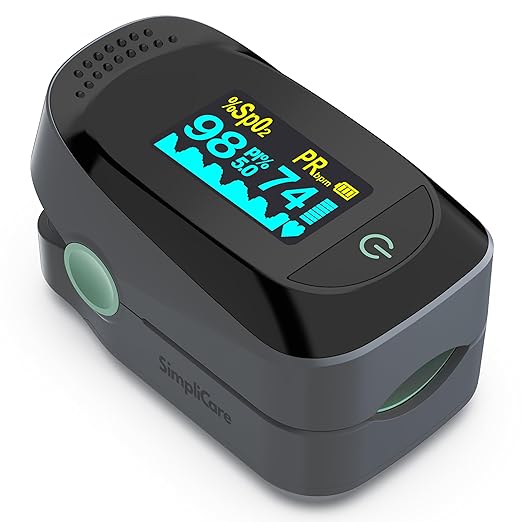Fingertip Pulse Oximeter Blood Oxygen Monitor SpO₂, Pulse Ox & Heart Rate Monitor, Oxygen Meter with Perfusion Index (PI) & Plethysmograph Waveform, OLED Display, Case & Batteries (C101A2)