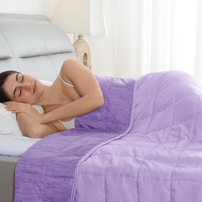 Drewin Weighted Blankets for Adults, 20lbs Queen Size Weighted Blanket for Deep Sleep, Soft Breathable Bed Cool Blanket with Premium Cemaric Bead, All Season, 60 x 80 inches, Purple