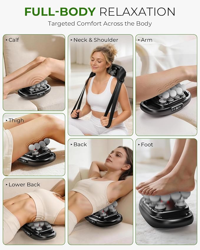 16-Head Massage Gun Deep Tissue with Hand Straps, Electric Muscle Massager with 99 Adjustable Intensities & 9 Modes, Percussion Massager for Back, Legs, Arms, Waist, Shoulders, Full Body Muscle