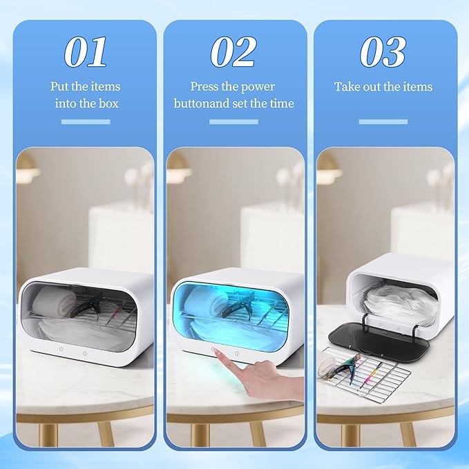 Sterilizer for Nail Tools, 12L Large Sterilizer for Esthetician, 110V Multi-Functional Nail Tool Sterilizer Cleaner Box Machine with Adjustable Time for Home Use, Barbers, Beauty Salons, Spas