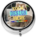 Custom Pill Box, Personalized Round Pill Case, Customized Vitamin Pill Organizer for Purse Pocket Travel