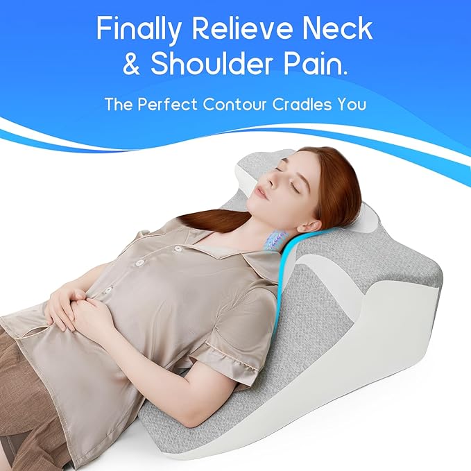 Bed Wedge Pillow for Sleep Apnea, Acid Reflux & Snoring Relief - Post-Surgery Recovery Pillow with Ergonomic 3-in-1 Certified Memory Foam for Back, Neck & Head Support