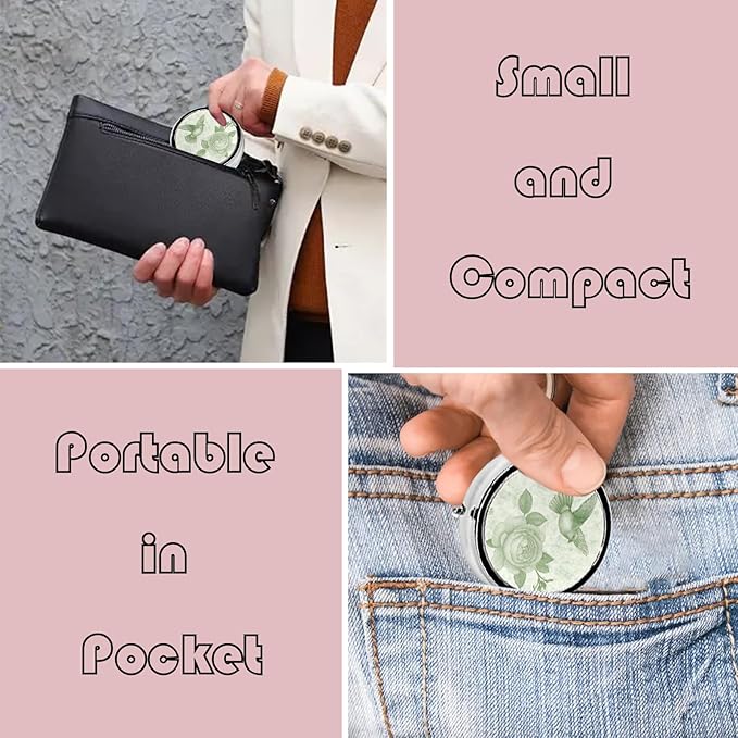 Metal Pill Organizer - 3-Compartment Mini Round Pill Case for Pocket & Purse, Portable Vitamin Holder, Easy-Open Design for Travel - Green Hummingbird Flower