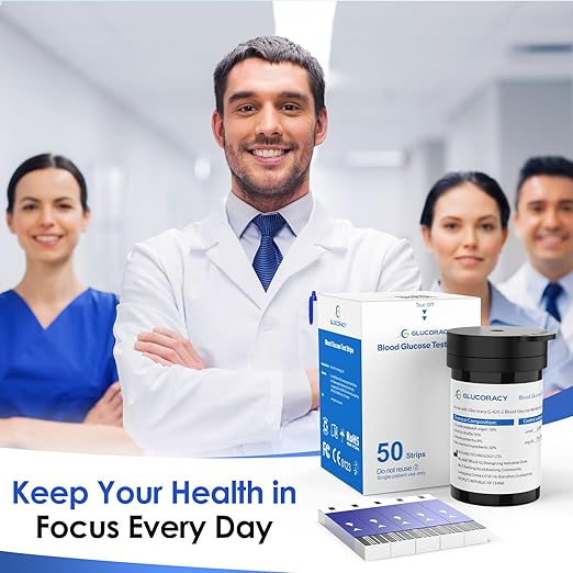 Glucoracy Glucose Test Strips, 50 Ct, No Coding, Only Works with G-425-2/G-425 Blood Sugar Monitor