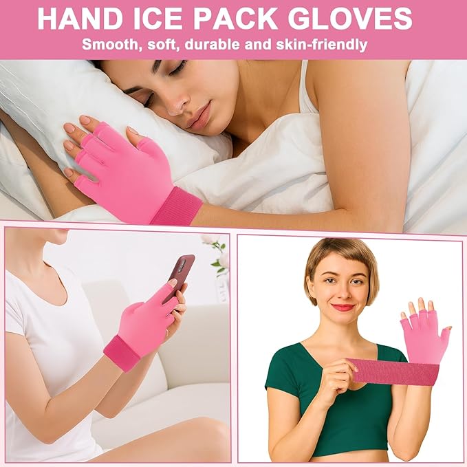 Finger Arthritis Compression Hand Ice Pack Gloves for Pain Relief, Adjustable Wrist Ice Pack for Hot & Cold Therapies, Reusable Gel Finger Ice Glove Sleeve tfor Tendinitis, Carpal Tunnel (Gray)