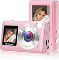 Digital Camera, 2026 Upgraded 56MP Pink Digital Camera, Dual Screens Cameras for Selfies with 16X Zoom, Compact Cameras with Smile Capture Anti Shake with 32GB SD Card for Kids Teens Adults