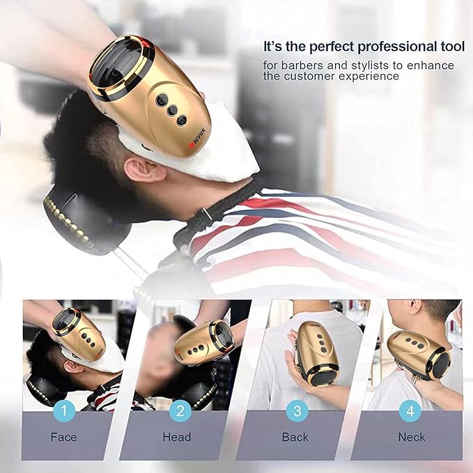 WMARK Barber Massager/Cordless Handheld Massager, Charge Neck/Legs/Hand/Face Massager, 2 Massage Nodes 2600AMH，Golden
