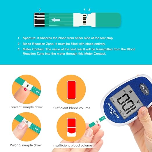 Easy@Home Blood Glucose Monitor Kit: GlucoseEase Blood Sugar Testing Kit with 100 Glucometer Strips and 100 Blood Lancets – Not Bluetooth Enabled – Portable Diabetes Testing Kit for Home Use EBG-100SL