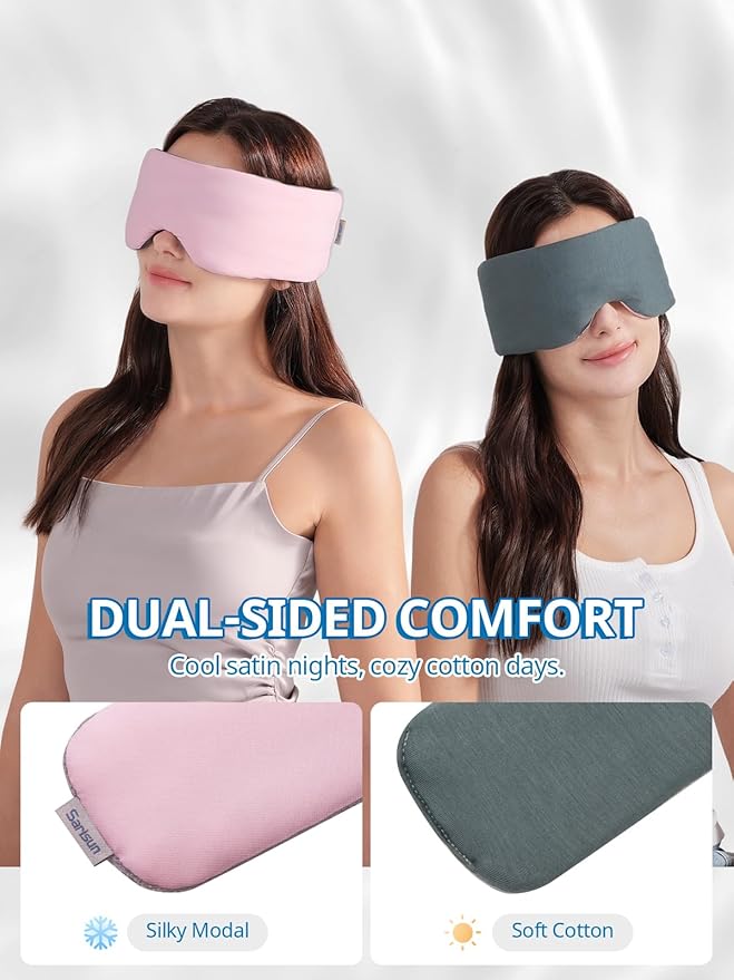 Sleep Mask,Eye Masks for Sleeping,for Women/Men/Nap/Travel/Yoga, Dual-Side Blackout Eye Covers for Side Sleeper,No Strap Desigh,Adjustable Band,Pressure-Free,Wrapped Around Dark Purple